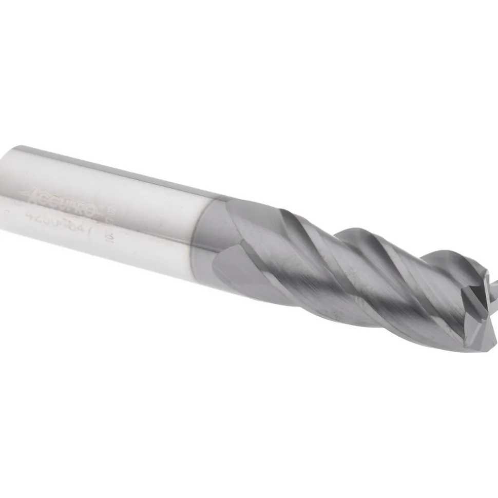 Corner Radius End Mill: 1/2" Dia, 1-1/4" LOC, 0.0300" Corner Radius, 4 Flute, Solid Carbide