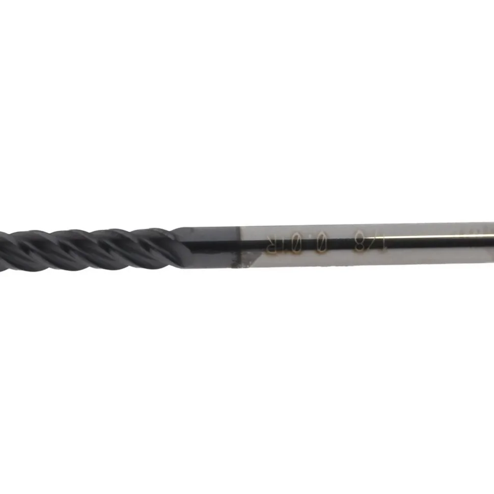 Corner Radius End Mill: 1/8" Dia, 1/2" LOC, 0.0100" Corner Radius, 4 Flute, Solid Carbide