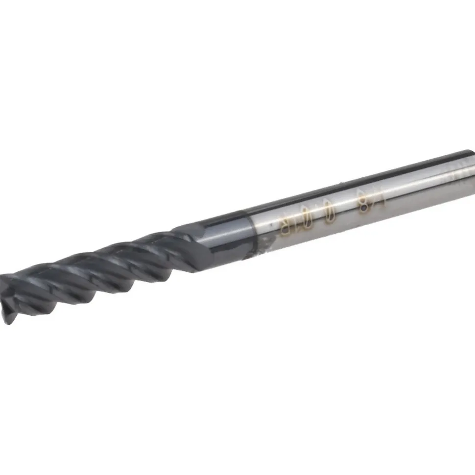Corner Radius End Mill: 1/8" Dia, 1/2" LOC, 0.0100" Corner Radius, 4 Flute, Solid Carbide