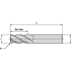 Corner Radius End Mill: 1/2" Dia, 1" LOC, 0.0300" Corner Radius, 4 Flute, Solid Carbide