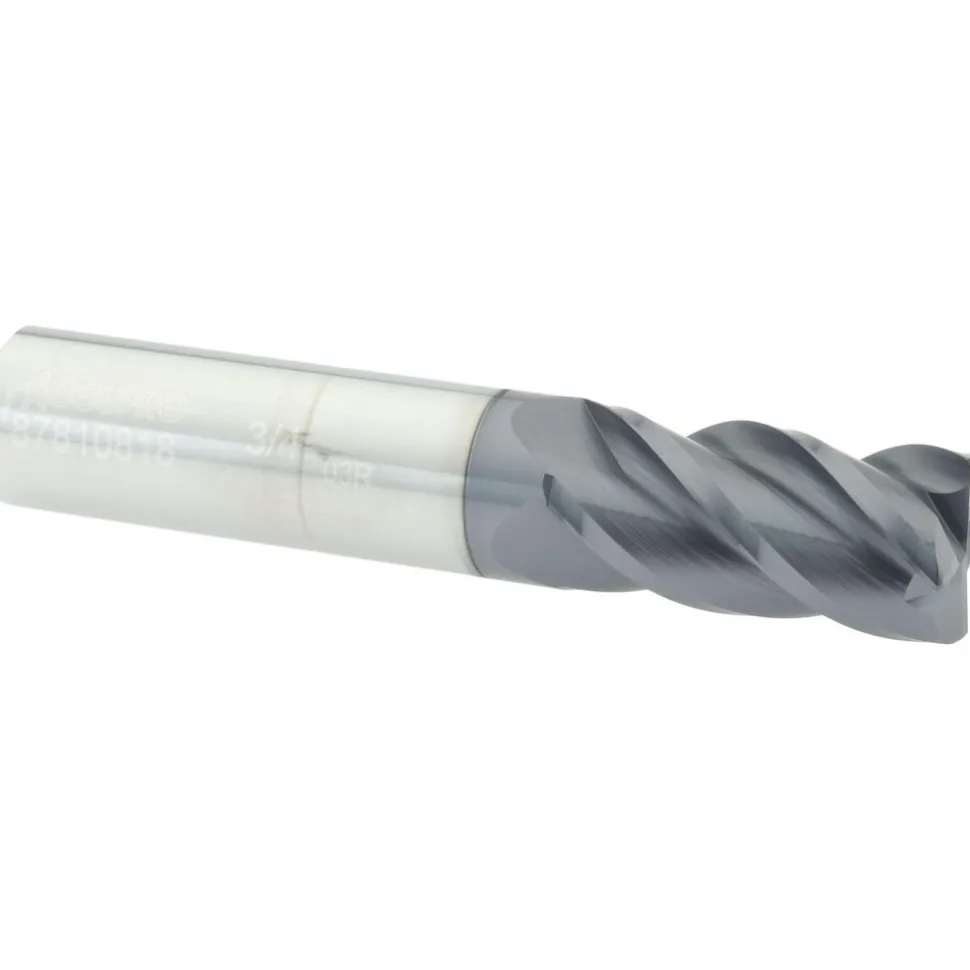 Corner Radius End Mill: 3/4" Dia, 1-1/2" LOC, 0.0300" Corner Radius, 4 Flute, Solid Carbide