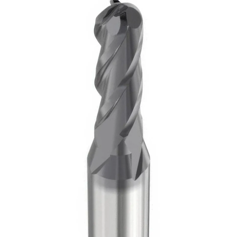 C-Series Ball End Mill: 1/16" Dia, 1/4" LOC, 4 Flute, Solid Carbide