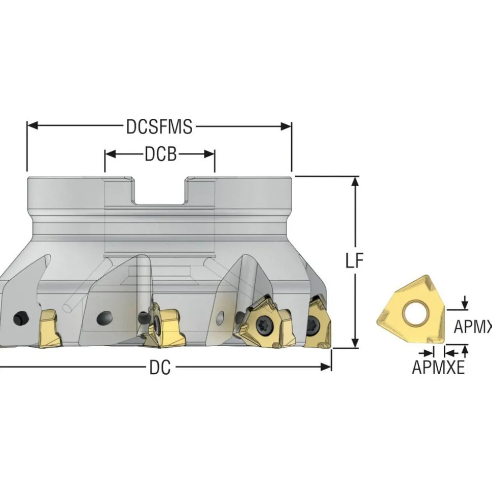 4" Cut Dia, 1-1/2" Arbor Hole Dia, 0.295" Max Depth, Indexable Square-Shoulder Face Mill