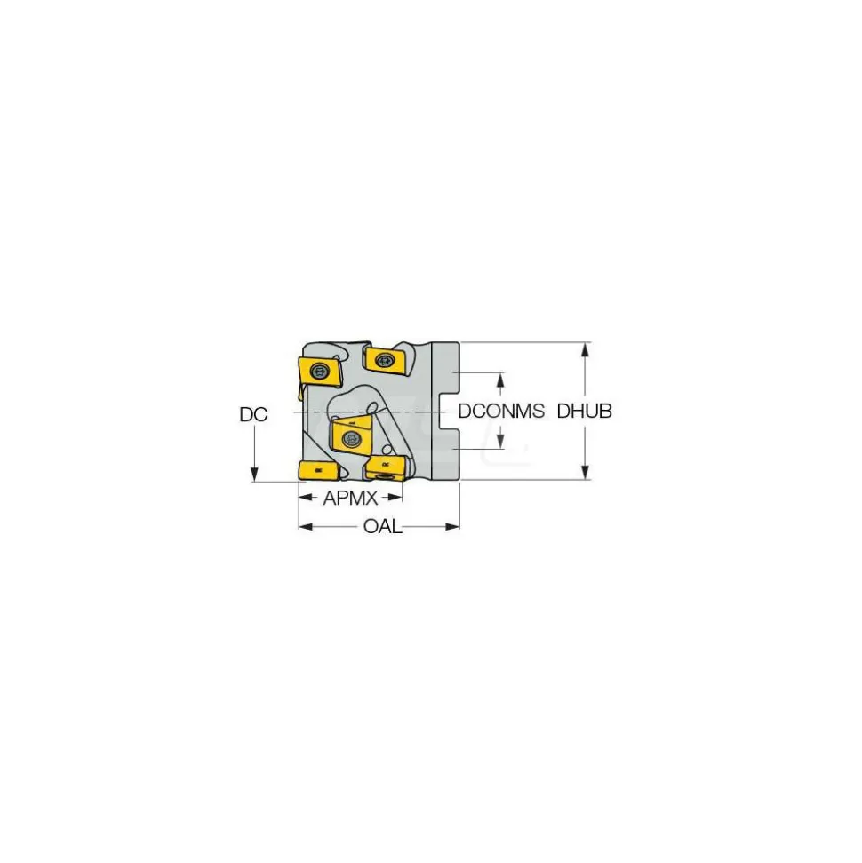 1-1/2" Cut Dia, 3/4" Arbor Hole Dia, 1.43" Max Depth, Indexable Square-Shoulder Face Mill