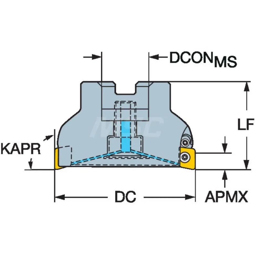 5" Cut Dia, 1-1/2" Arbor Hole Dia, 11mm Max Depth, Indexable Square-Shoulder Face Mill