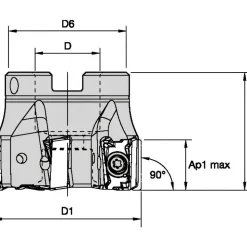 2" Cut Dia, 3/4" Arbor Hole Dia, 15.5mm Max Depth, Indexable Square-Shoulder Face Mill