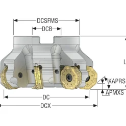 3.15" Cut Dia, 1" Arbor Hole, 0.236" Max Depth of Cut, 40° Indexable Chamfer & Angle Face Mill