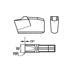 Cutoff Insert: A2030N00CR02 KC5025, Carbide, 3.00 mm Cutting Width, 0.1181" Cutting Width