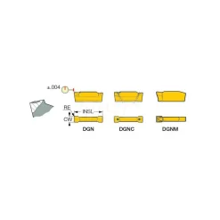 Cutoff Insert: DGN2202C IC908, Carbide, 2.20 mm Cutting Width, 0.0866