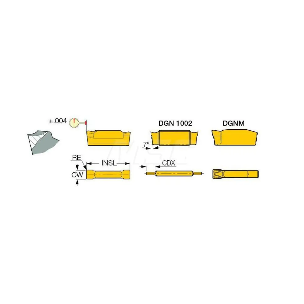 Cutoff Insert: DGN3102J IC908, Carbide, 3.10 mm Cutting Width, 0.1220" Cutting Width