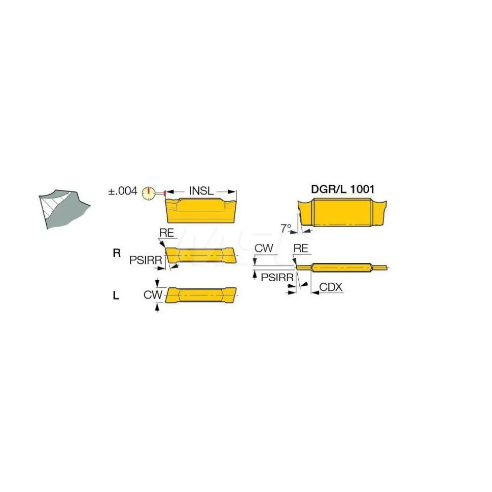 Cutoff Insert: DGR 3102J-6D IC-328, Carbide, 3.10 mm Cutting Width, 0.1220" Cutting Width