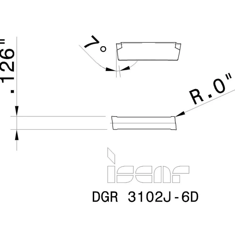 Cutoff Insert: DGR 3102J-6D IC-328, Carbide, 3.10 mm Cutting Width, 0.1220" Cutting Width