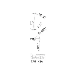 Cutoff Insert: TAGN3A IC20, Carbide, 3.05 mm Cutting Width, 0.1200" Cutting Width