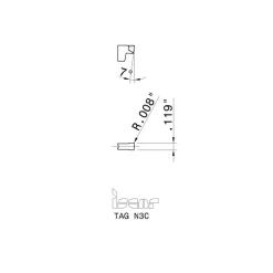 Cutoff Insert: TAG-N3C IC807, Carbide, 3.05 mm Cutting Width, 0.1200" Cutting Width