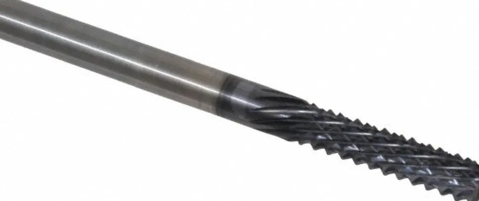 Diamond-Pattern Router Bit: 1/4" Dia, 1" LOC, 1/4" Shank Dia, Burr End