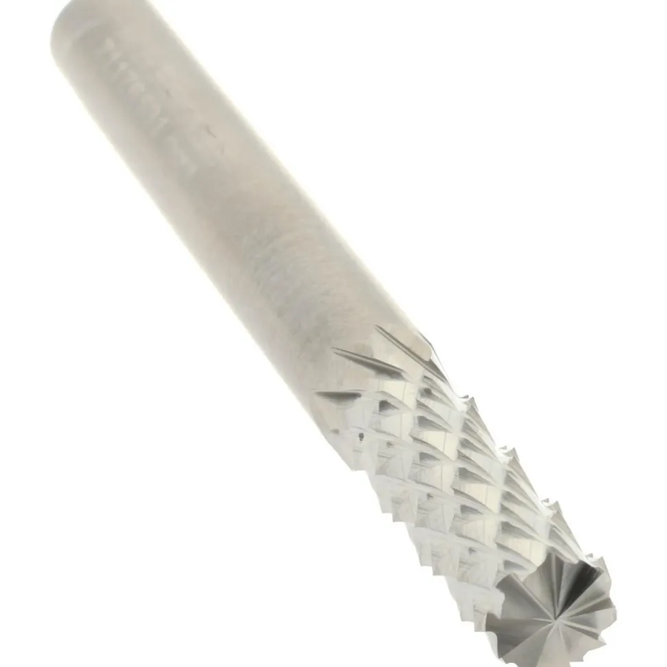 Diamond-Pattern Router Bit: 1/4" Dia, 3/4" LOC, 1/4" Shank Dia, Burr End