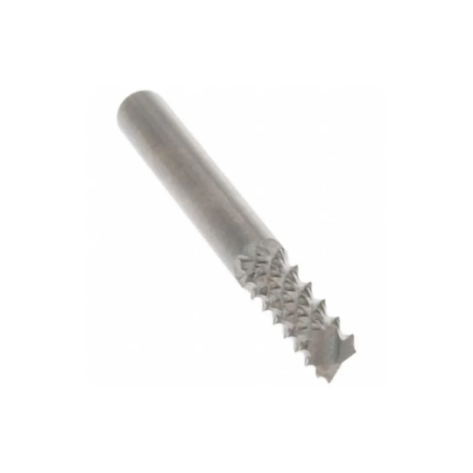 Diamond-Pattern Router Bit: 1/8" Dia, 7/16" LOC, 1/8" Shank Dia, Drill Point End