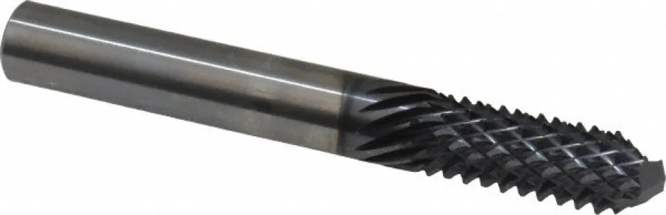 Diamond-Pattern Router Bit: 3/8" Dia, 1" LOC, 3/8" Shank Dia, Drill Point End