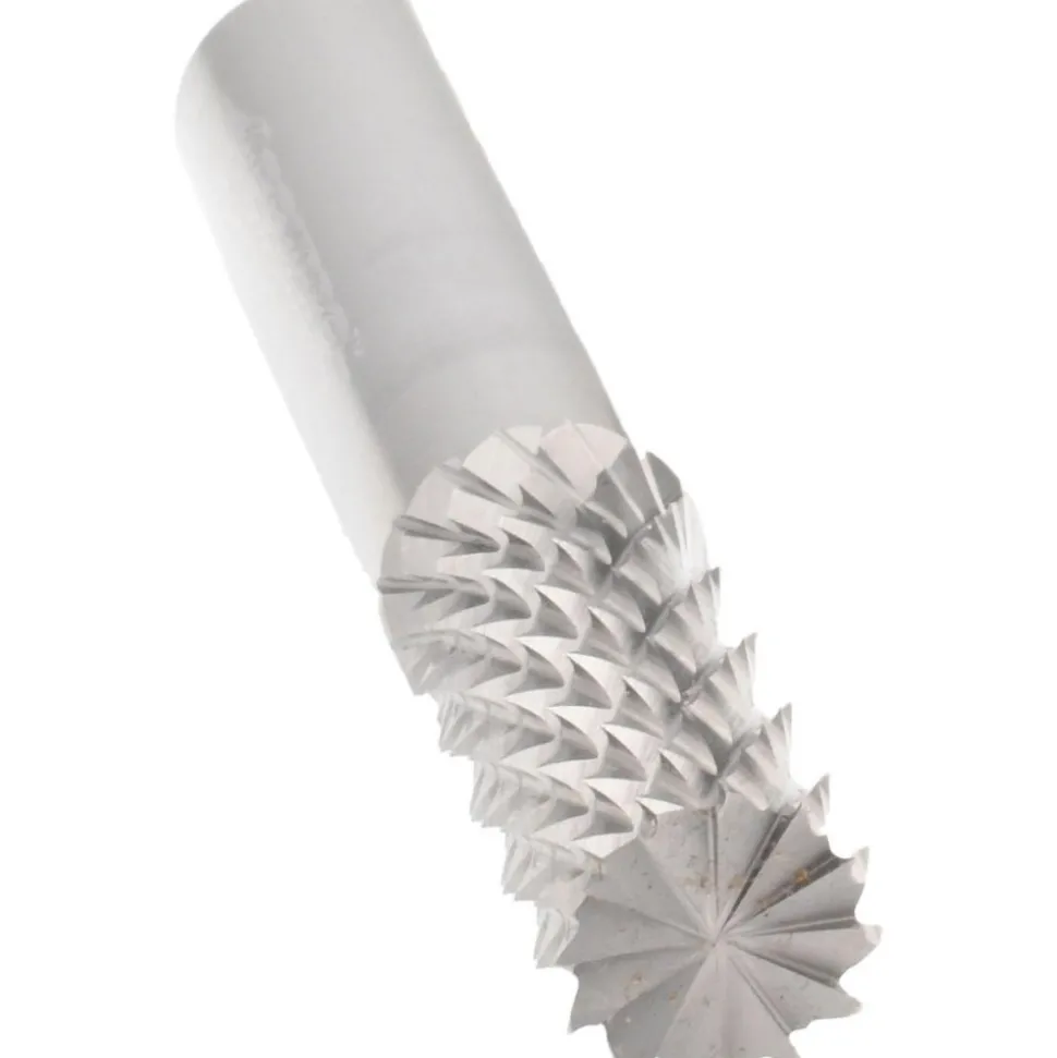 Diamond-Pattern Router Bit: 1/2" Dia, 1" LOC, 1/2" Shank Dia, Burr End