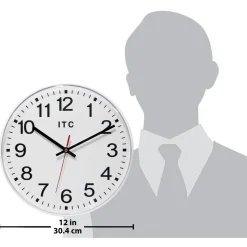 11-1/2" Dia, White Face, Dial Wall Clock