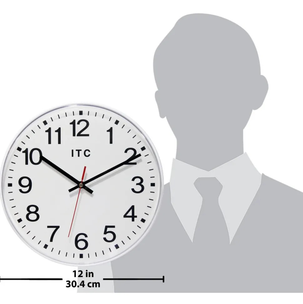 11-1/2" Dia, White Face, Dial Wall Clock