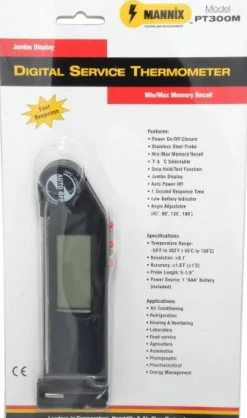 Digital Dual Input Digital Thermometer: 302 ° F, Stainless Steel Probe Sensor