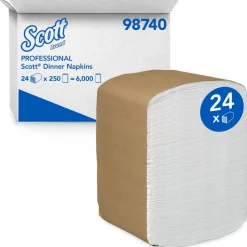 Dinner Paper Napkins, Disposable, White, 1/8 Fold, 1-Ply, 12 x 13