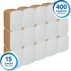 Dinner Paper Napkins, Disposable, White, 1/8 Fold, 1-Ply, 12 x 17