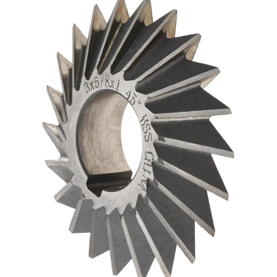 Double Angle Milling Cutter: 45 °, 3" Cut Dia, 5/8" Cut Width, 1" Arbor Hole, High Speed Steel