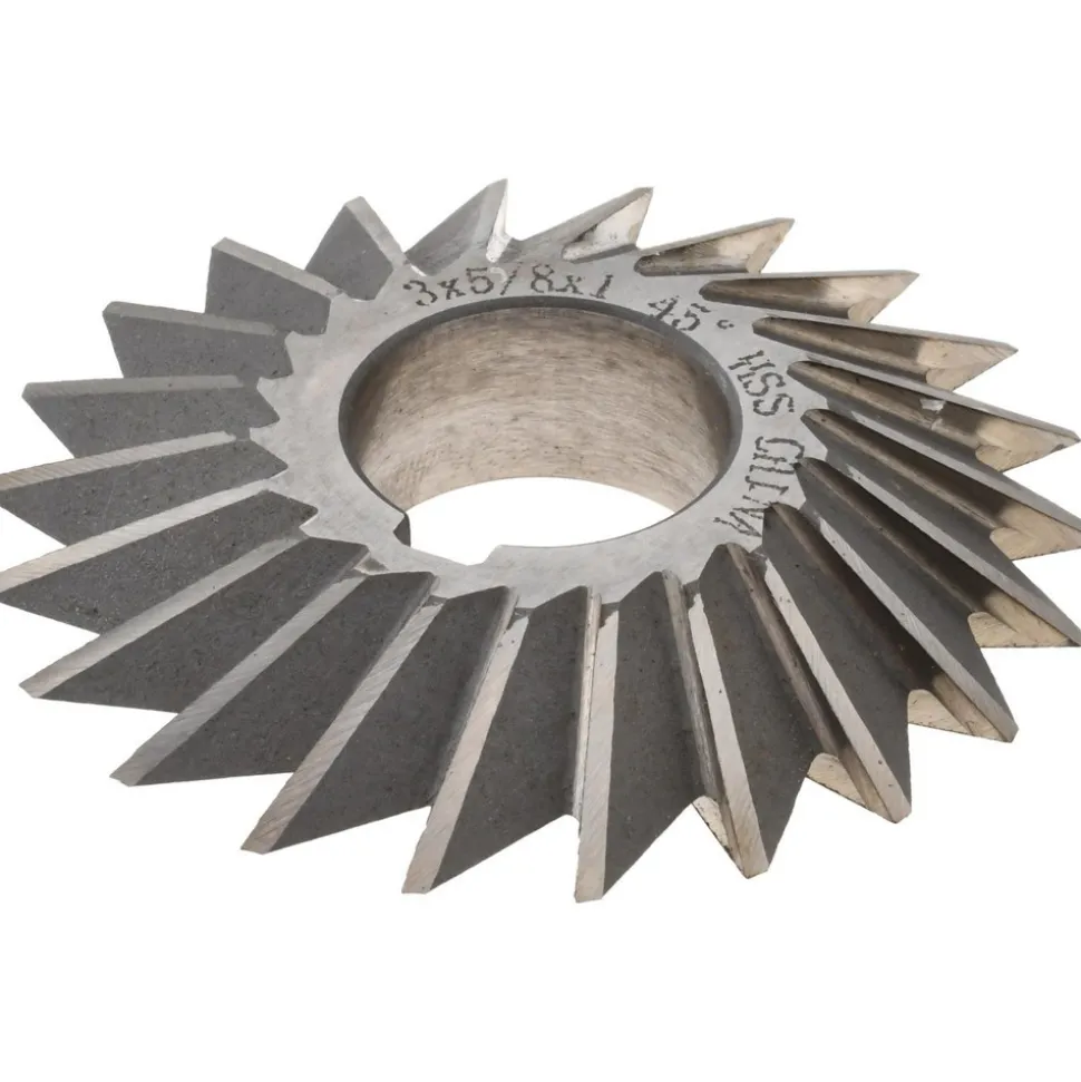 Double Angle Milling Cutter: 45 °, 3" Cut Dia, 5/8" Cut Width, 1" Arbor Hole, High Speed Steel