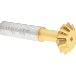 Double Angle Milling Cutter: 90 °, 1" Cut Dia, 3/8" Cut Width, 1/2" Shank Dia, High Speed Steel