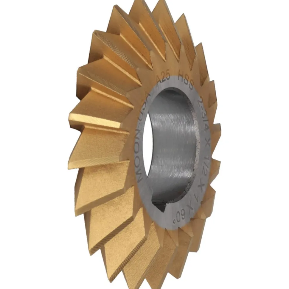 Double Angle Milling Cutter: 60 °, 2-3/4" Cut Dia, 1/2" Cut Width, 1" Arbor Hole, High Speed Steel