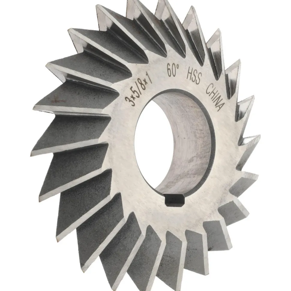 Double Angle Milling Cutter: 60 °, 3" Cut Dia, 5/8" Cut Width, 1" Arbor Hole, High Speed Steel