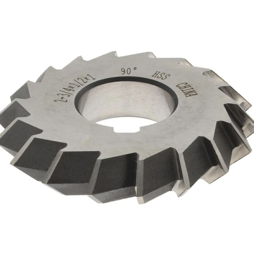 Double Angle Milling Cutter: 90 °, 2-3/4" Cut Dia, 1/2" Cut Width, 1" Arbor Hole, High Speed Steel