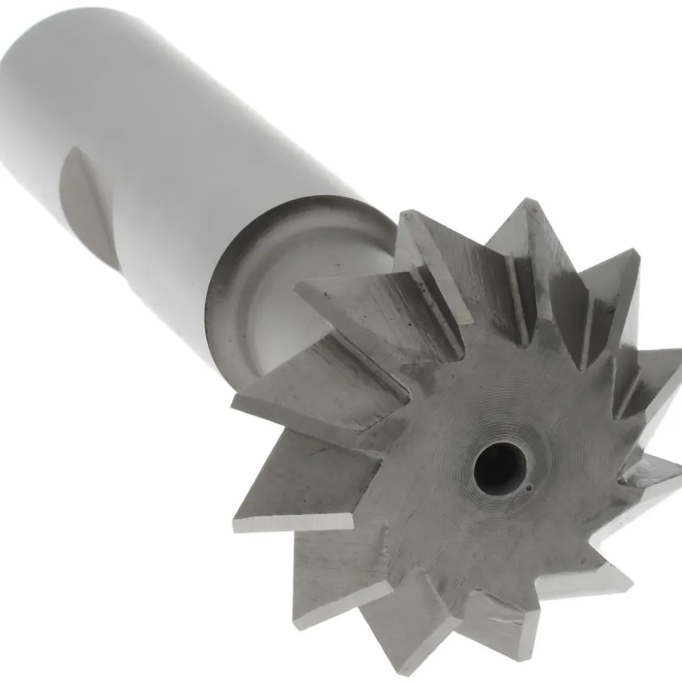 Double Angle Milling Cutter: 90 °, 1" Cut Dia, 3/8" Cut Width, 1/2" Shank Dia, Cobalt