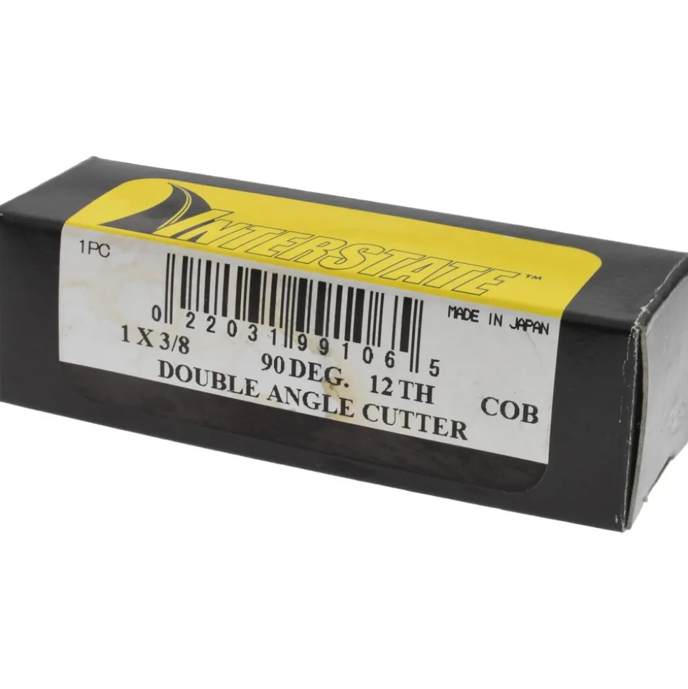 Double Angle Milling Cutter: 90 °, 1" Cut Dia, 3/8" Cut Width, 1/2" Shank Dia, Cobalt