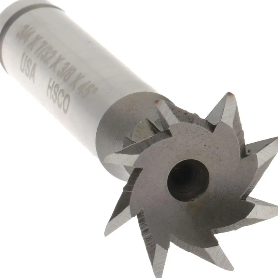 Dovetail Cutter: 45 °, 3/4" Cut Dia, 7/32" Cut Width, Cobalt