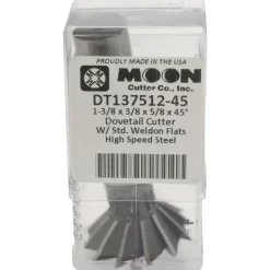 Dovetail Cutter: 45 °, 1-3/8" Cut Dia, 3/8" Cut Width, High Speed Steel