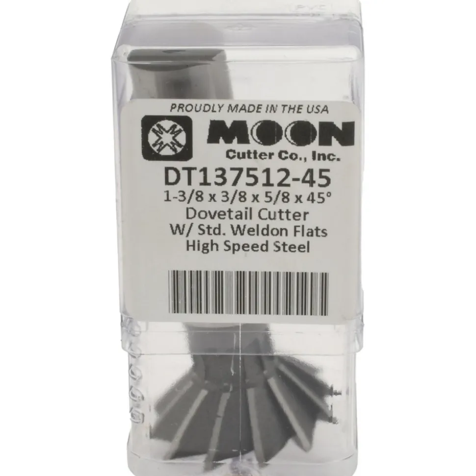Dovetail Cutter: 45 °, 1-3/8" Cut Dia, 3/8" Cut Width, High Speed Steel