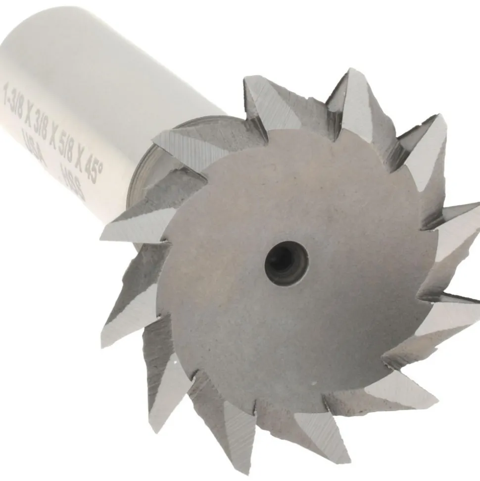 Dovetail Cutter: 45 °, 1-3/8" Cut Dia, 3/8" Cut Width, High Speed Steel