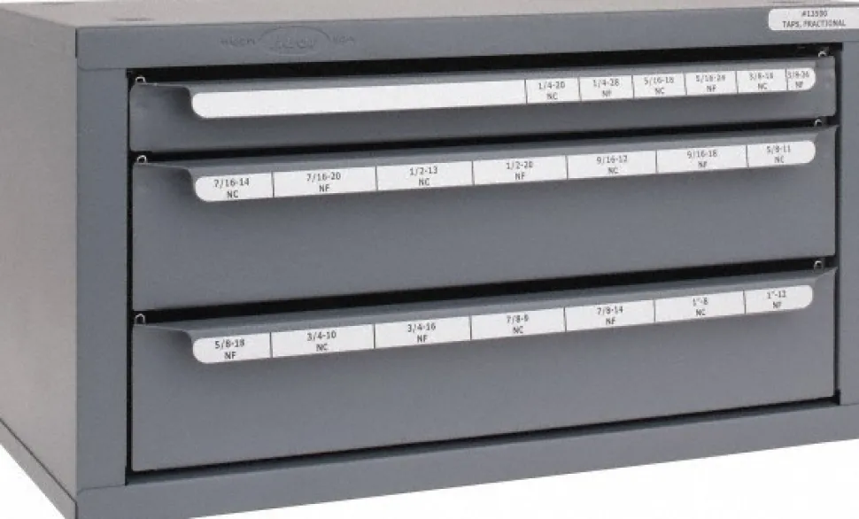 3 Drawer, 1/4-20 to 1-14 UNC, UNF Tap Storage