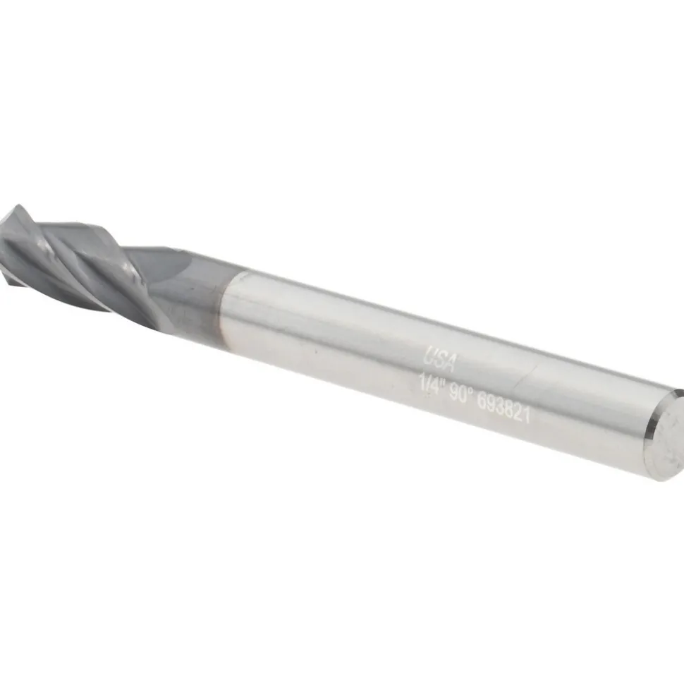 Drill Mill: 1/4" Dia, 3/4" LOC, 4 Flutes, 90 ° Point, Solid Carbide