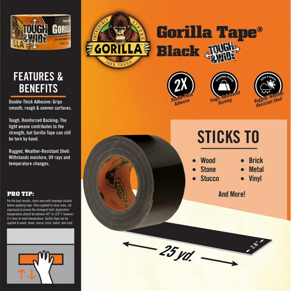 Duct Tape: 2-7/8" Wide, 75' Long, 17 mil Thick, Polyethylene Cloth