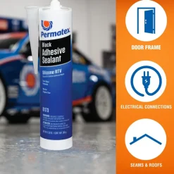 Elastic Sealant: 11 oz Cartridge, Black, RTV Silicone