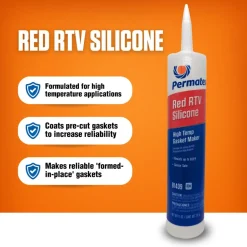 Elastic Sealant: 11 oz Cartridge, Red, RTV Silicone