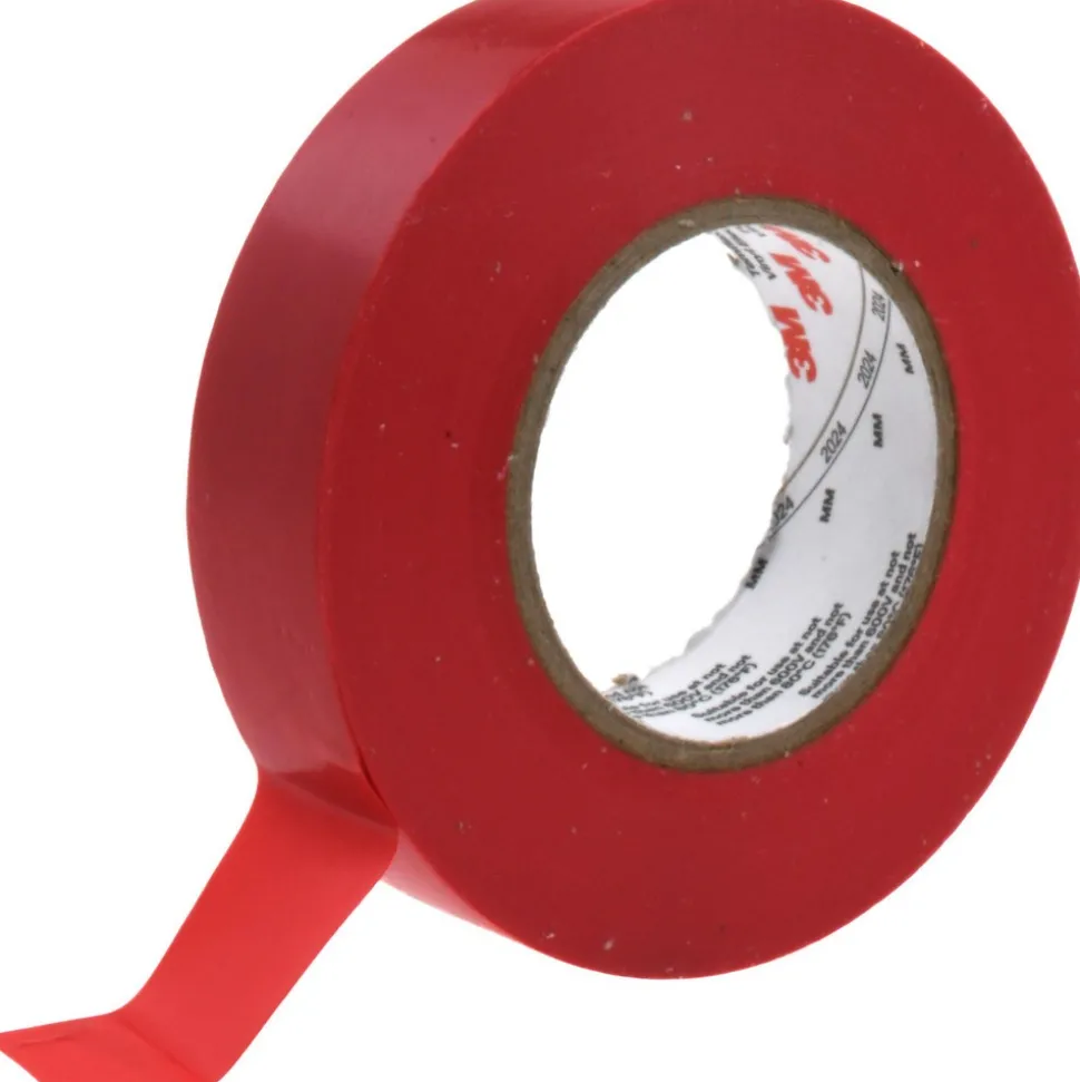 Electrical Tape: 3/4" Wide, 60' Long, 6 mil Thick, Red