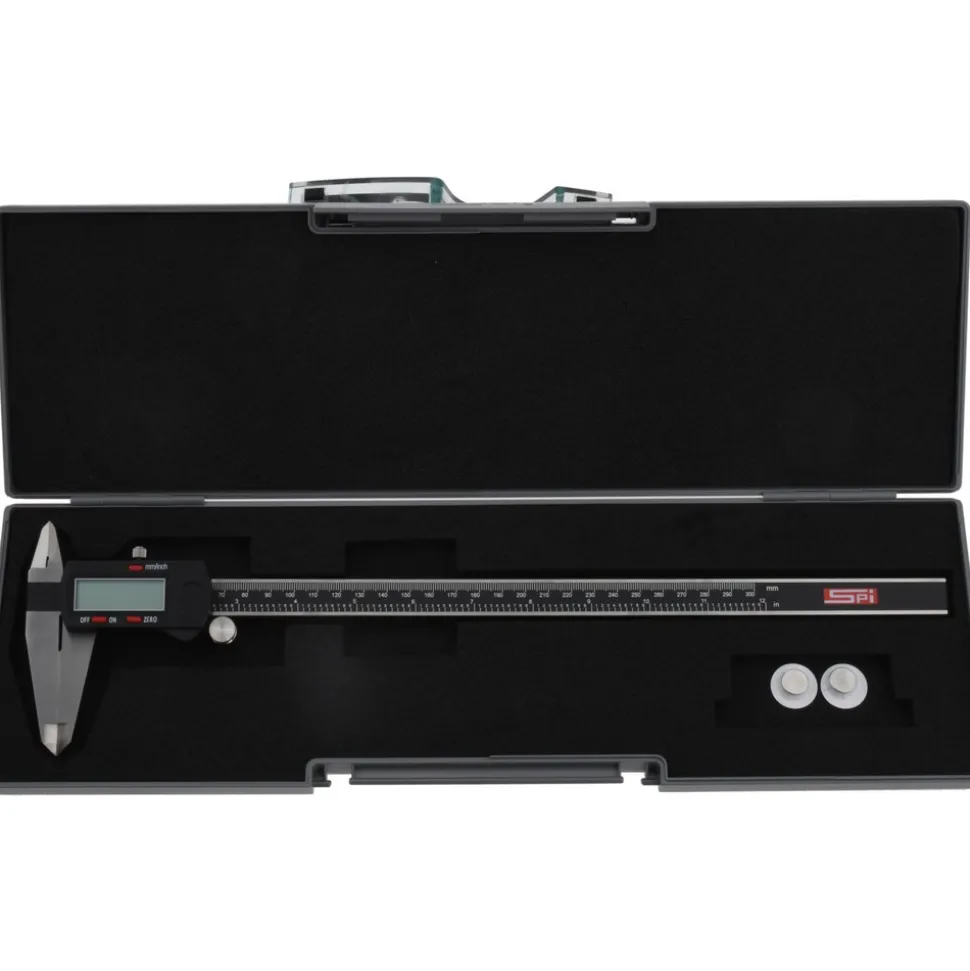 Electronic Caliper: 300.00 mm, 12", 0.0100 mm, 0.0005" Resolution, +/-0.03 mm, +/-0.0010" Accuracy, Stainless Steel