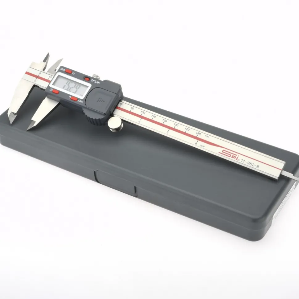 Electronic Caliper: 150.00 mm, 6", 0.0100 mm, 0.0005" Resolution, +/-0.02 mm, +/-0.0010" Accuracy, Data Output, Stainless Steel