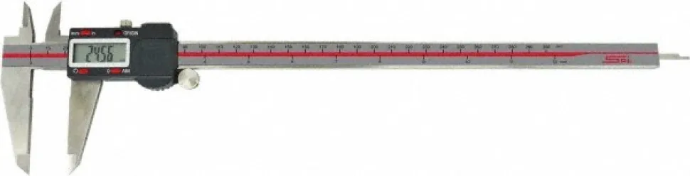 Electronic Caliper: 300.00 mm, 12", 0.0100 mm, 0.0005" Resolution, +/-0.03 mm, +/-0.0015" Accuracy, Data Output, Stainless Steel