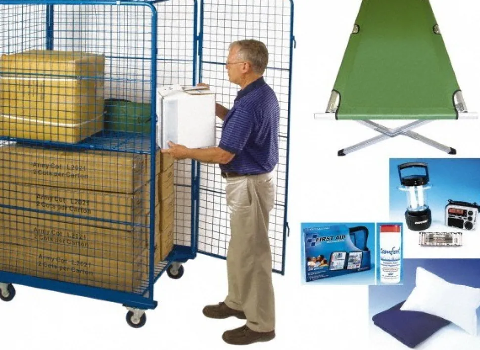 Emergency Prep Kits: Kit Type: Earthquake Survival; Container Type: Mobile Spill Cart; Container Material: Plastic
